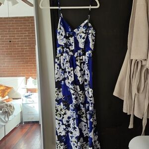 Floral Blue and White Maxi Dress